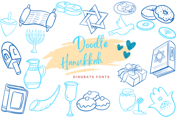 Doodle Hanukkah Font: A Festive Dingbat Typeface for Holiday Crafts and Products